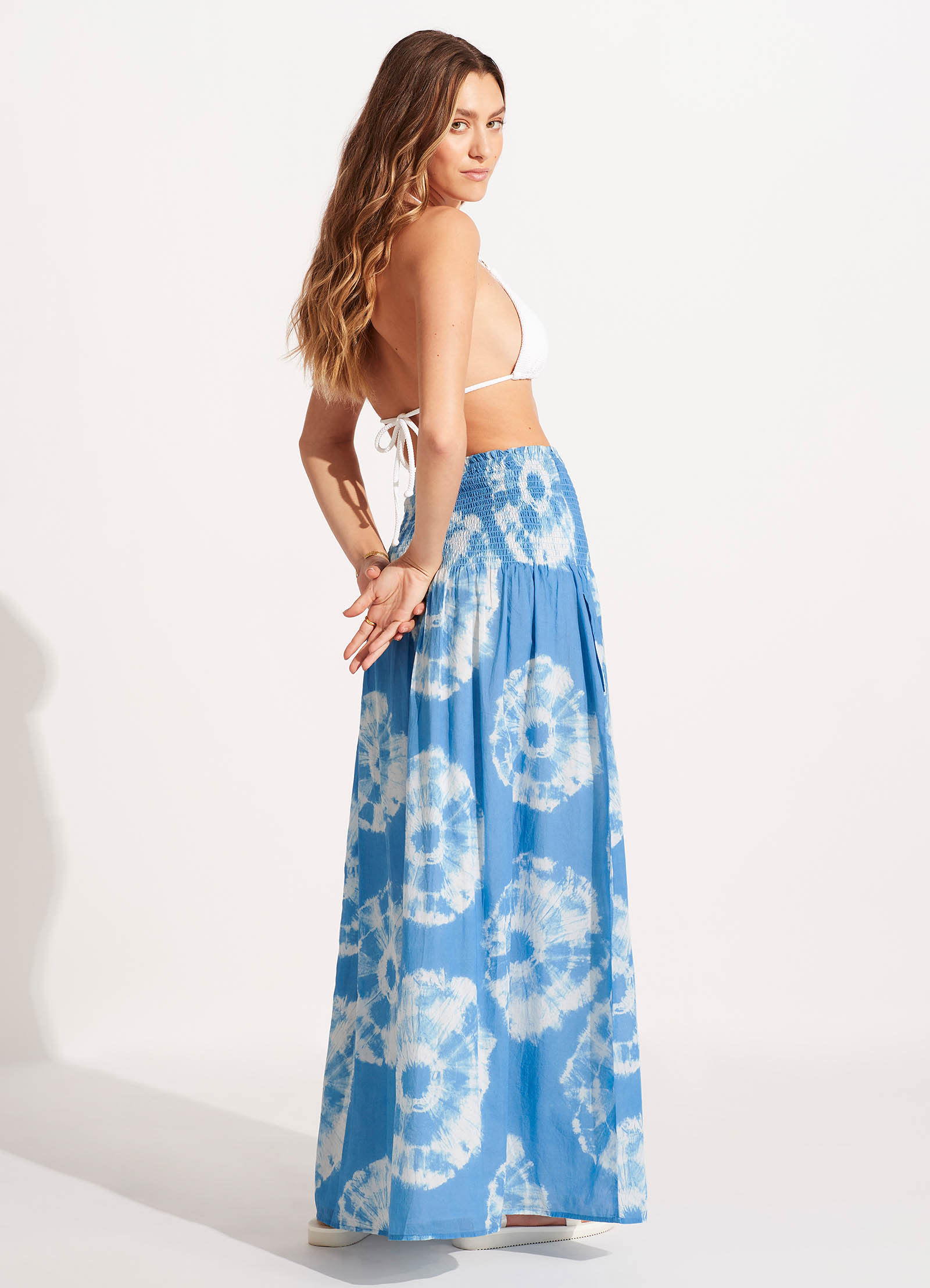 Seafolly Tie Dye Maxi Kleider Damen Azurblau | ITDQZ-0719