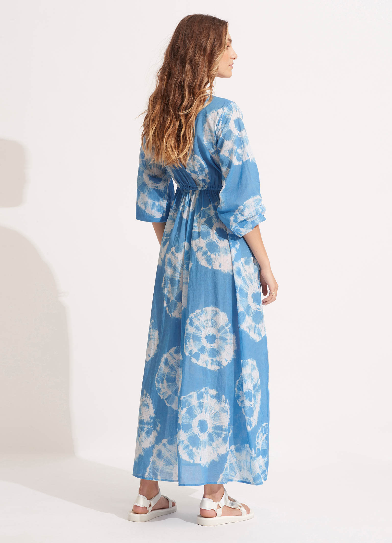 Seafolly Tie Dye Shoulder Maxi Kleider Damen Azurblau | JUTAQ-6492