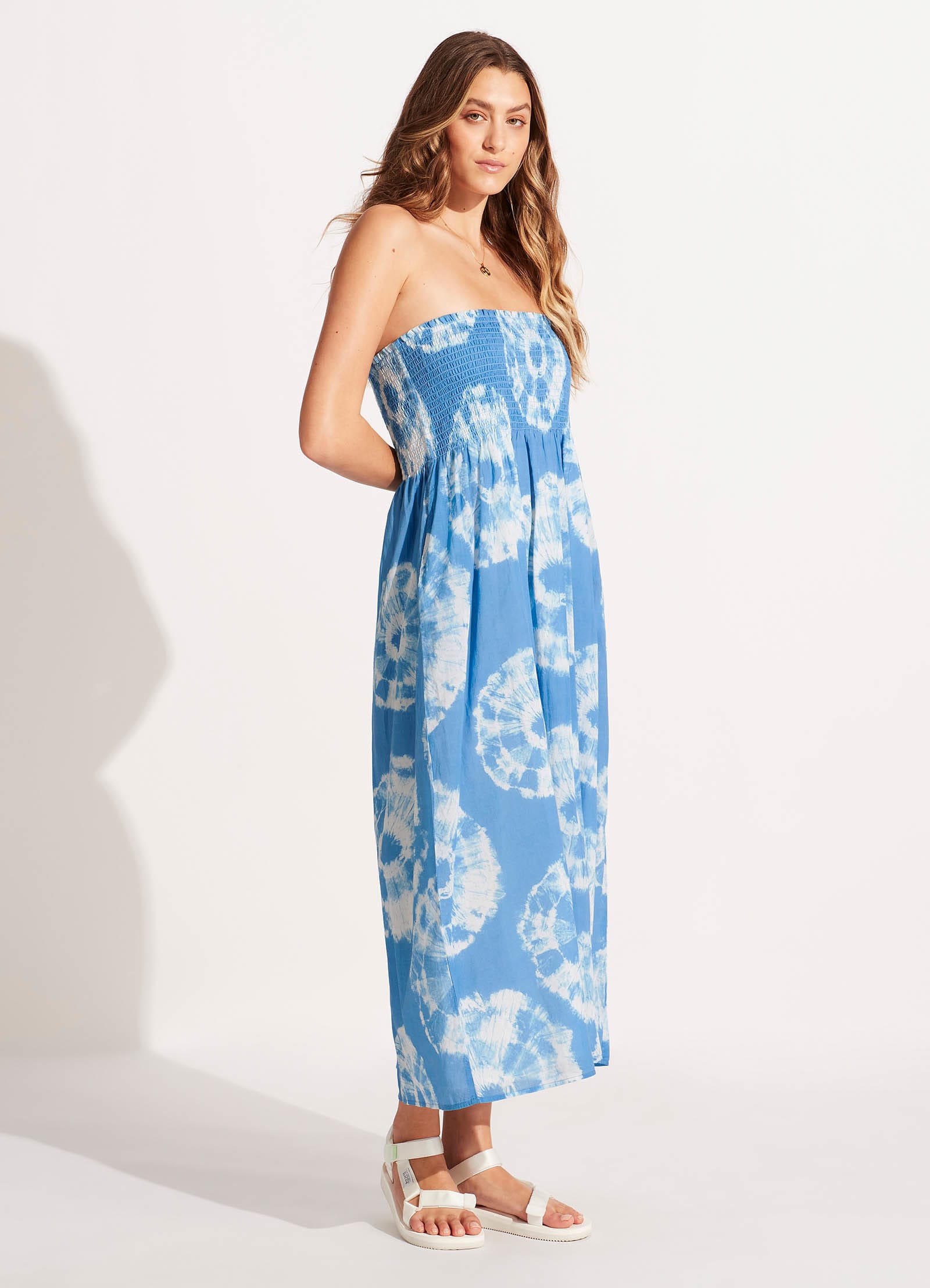 Seafolly Tie Dye Maxi Kleider Damen Azurblau | ITDQZ-0719